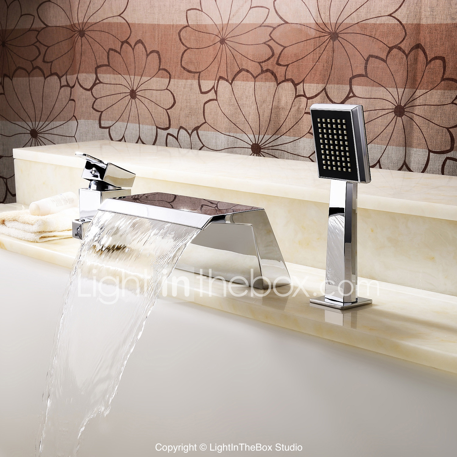 Contemporain baignoire romaine cascade douchette inclue with valve ...