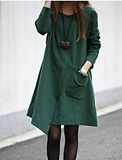 Mulheres soltas Abrir garfos Plus Size Midi Vestidos