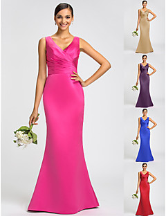 Dress - Fuchsia / Royal Blue / Ruby / Champagne / Grape Plus Sizes / Petite Trumpet/Mermaid V-neck Sweep/Brush Train Satin