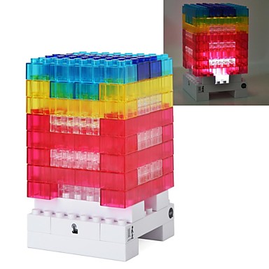 Diy kreativ 3d puslespill byggestein tablett lampe smart touch ...