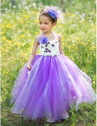 vestidos tejidos para niña con tul